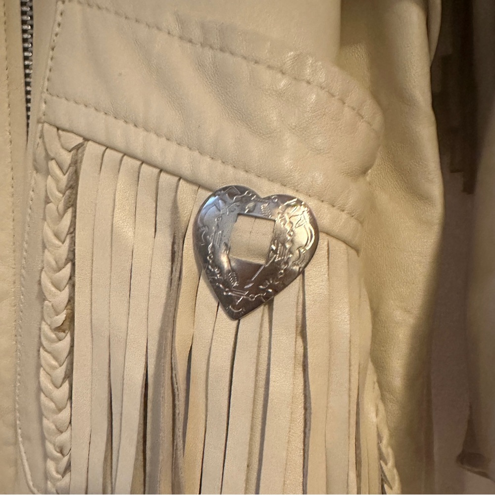 AMAZING Vintage 80’s Western Fringe Leather Jacket Size Large - Picture 2 of 14